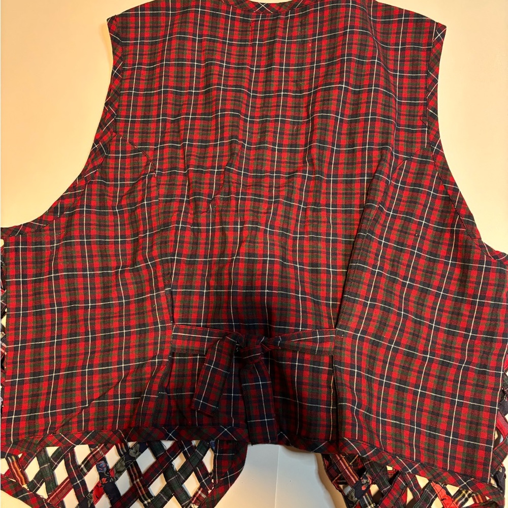 Petite Sophisticate PXL 2 pc vest & skirt patchwork plaid & floral - Picture 9 of 13
